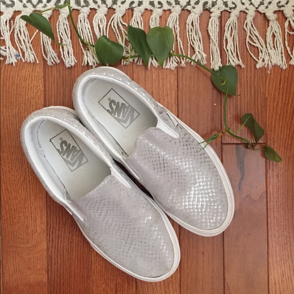 vans metallic snake slip on
